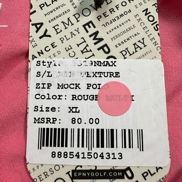 NWT EPNYGolf Women’s Sleeveless Mock Zip Polo Pink Ribbed Texture - Size Large - Picture 9 of 9